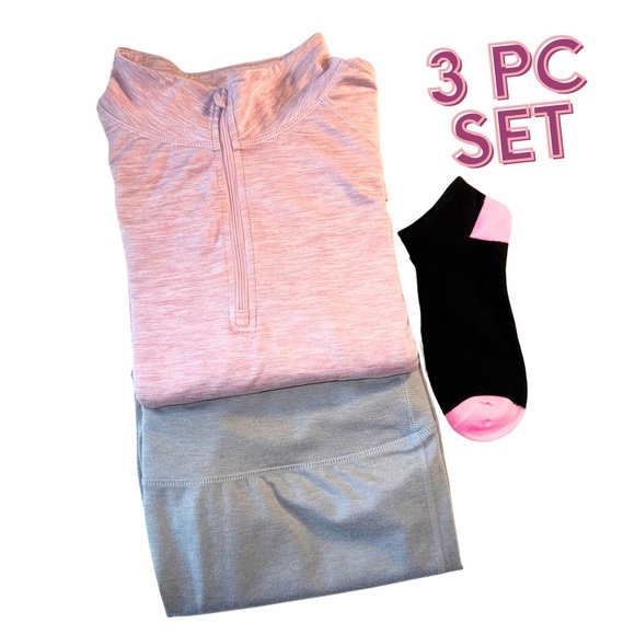 Danskin Activewear 3 PC Set - Gray Leggings, Pink Pullover & New Socks - Size XL - Picture 10 of 11